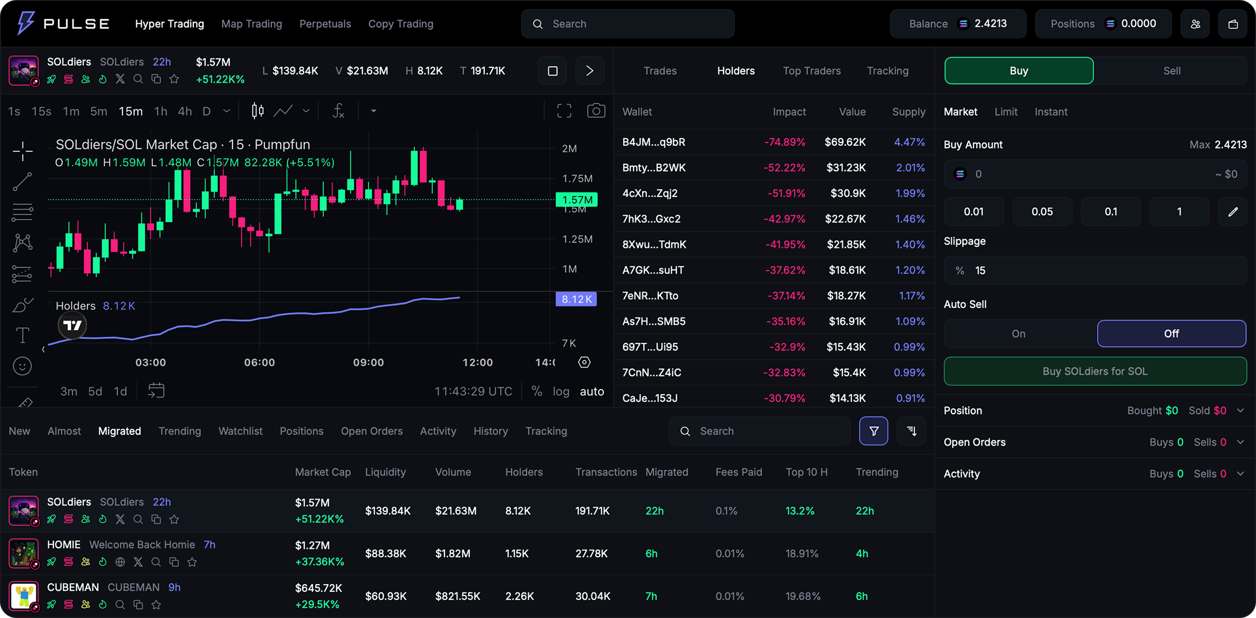 PulseDex trading interface